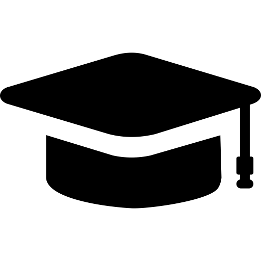 schematische Darstellung eines schwarzen Absolventen-Huts, wie man sie von Universitäten kennt